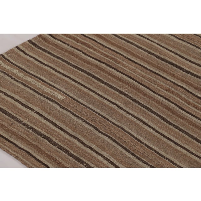Vintage Persian Kilim, Rich Beige-Brown and Earth Tone Stripes - Rug & Kilim For Sale In New York - Image 6 of 8