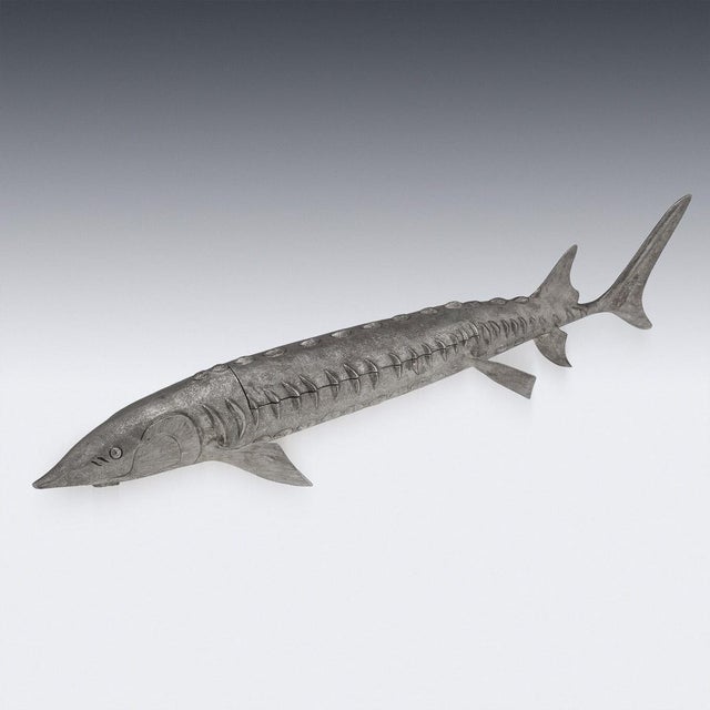Metal 20th Century Elizabeth II Silver Sturgeon-Form Caviar Server from Asprey & Co, 1965, Set of 2 For Sale - Image 7 of 18