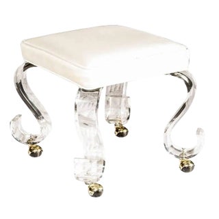 Rolling Stool on Acrylic Legs For Sale