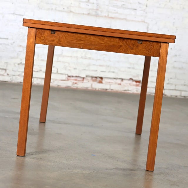 1970’s Scandinavian Modern D Scan Teak Draw Leaf Expanding Dining Table For Sale - Image 6 of 12