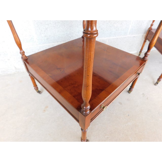 Hekman Regency Style Olive Wood Mahogany End Tables - A Pair For Sale - Image 15 of 18