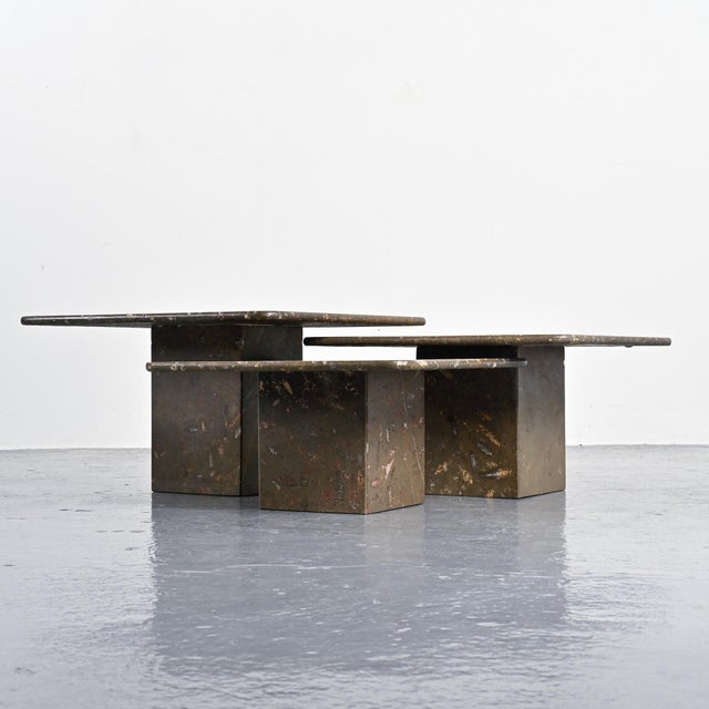 1980s Fossile Nesting Tables, Switzerland, 1970, Set of 3 For Sale - Image 5 of 17