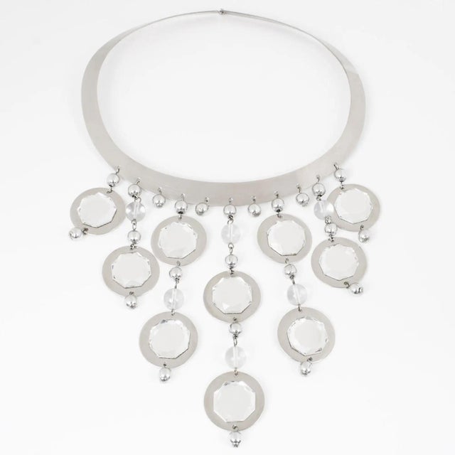 Louis Feraud Paris Chrome and Mirrors Space Age Necklace For Sale - Image 12 of 16