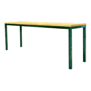 Late 20th Century Vintage Boho Metal and Butcher Block Long Console Table