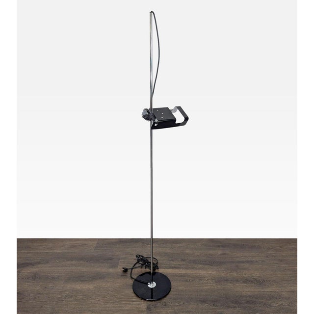 1970s Joe Colombo for Oluce Vintage Chrome and Black Floor Lamp For Sale - Image 5 of 10