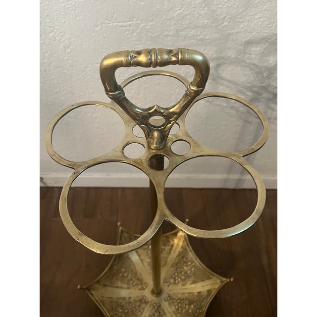 Vintage 1950s Brass Umbrella Stand For Sale - Image 4 of 7
