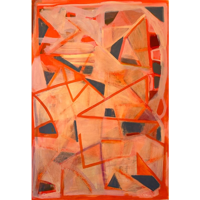 Abstract Paint With Geometric Orange Shapes For Sale