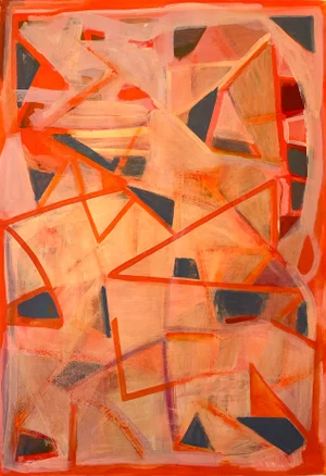Abstract Paint With Geometric Orange Shapes