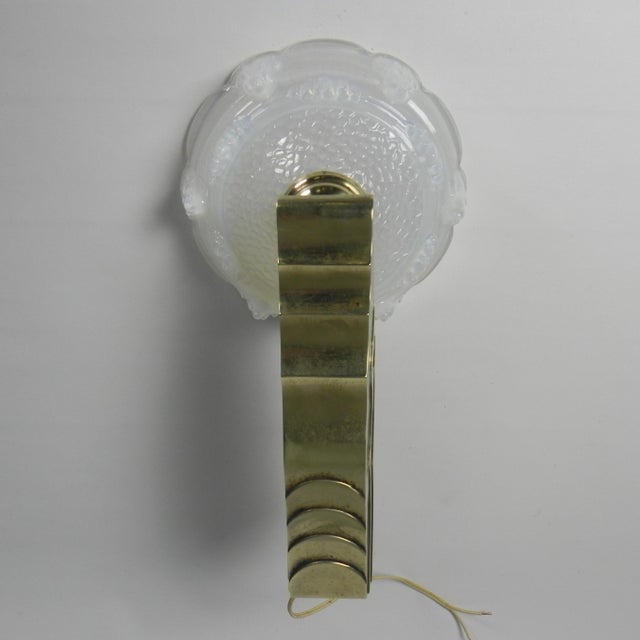 Gold Art Deco Wall Lamp in Opalescent Glass, 1930s For Sale - Image 8 of 18