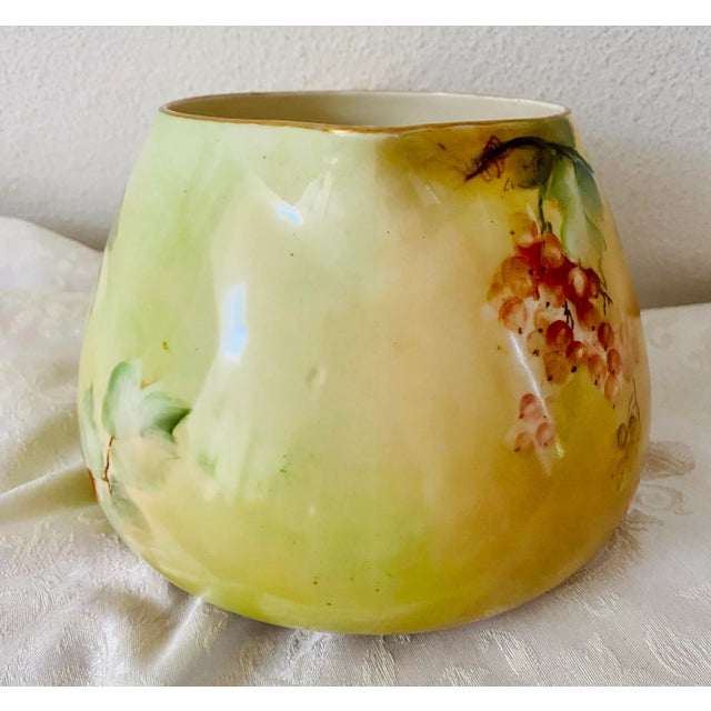 Late 19th Century Late 19th Century Antique Hand Painted Cranberries Cider Cabinet Pitcher Attributed to Limoges For Sale - Image 5 of 13