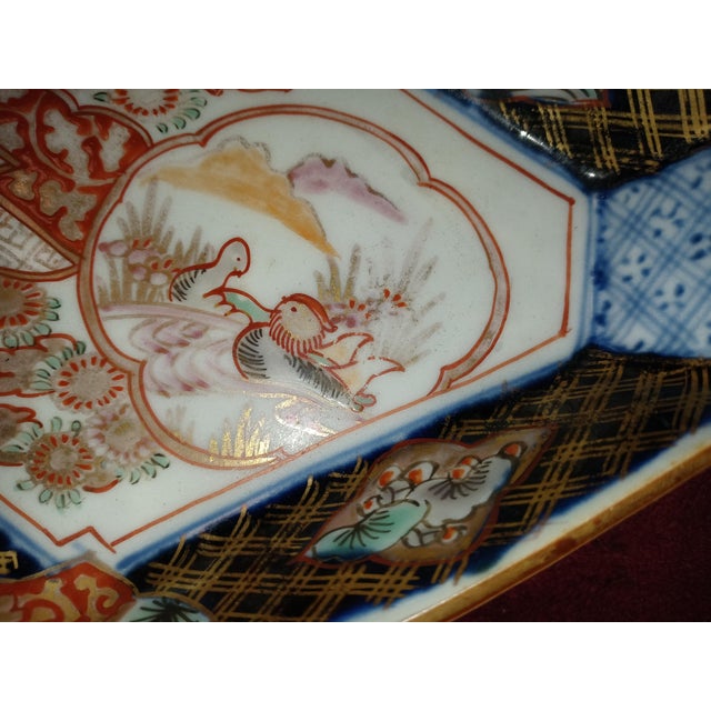 Imari Porcelain Antique Unique Hexagonal Imari Porcelain Dish 7" Mint! For Sale - Image 4 of 7