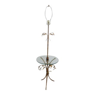 Vintage Italian Gold Gilt Metal Faux Bamboo Floor Lamp For Sale