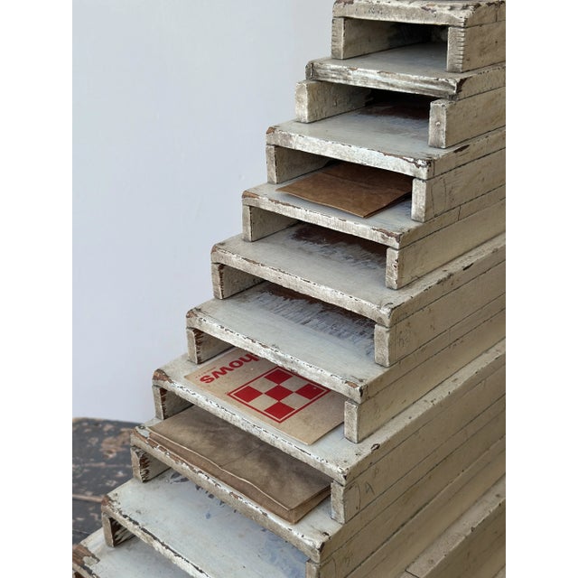 Wood Vintage Folk Art Graduated Shop Bag Stand, Circa 1940s For Sale - Image 7 of 15