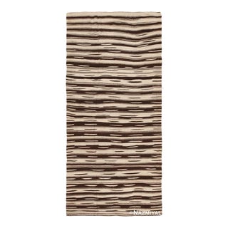 Nazmiyal Collection Brown and Cream Vintage Moroccan Kilim Rug For Sale