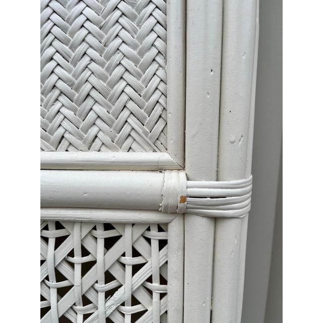 What an epic and charming vintage headboard and Pagoda silhouette! The frame is made of bamboo or rattan, wicker accent at...