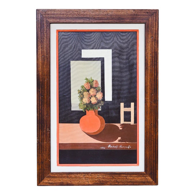 Marcello Boboli, Orange Vase, 1976, Oil on Canvas, Framed For Sale