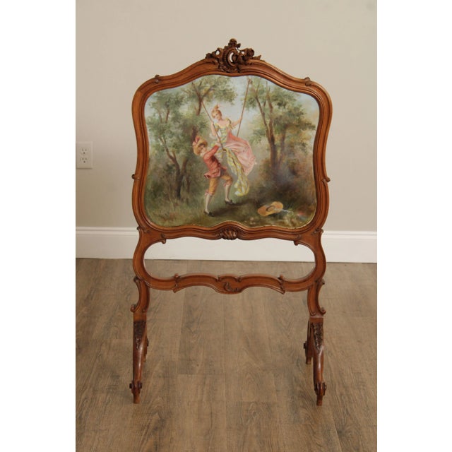 French Antique French Louis XV Style Walnut Fire Screen For Sale - Image 3 of 12