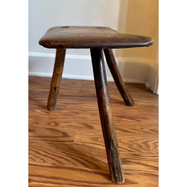 Wood Late 19th Century Antique French Country Three Legged Low Milking Stool For Sale - Image 7 of 12