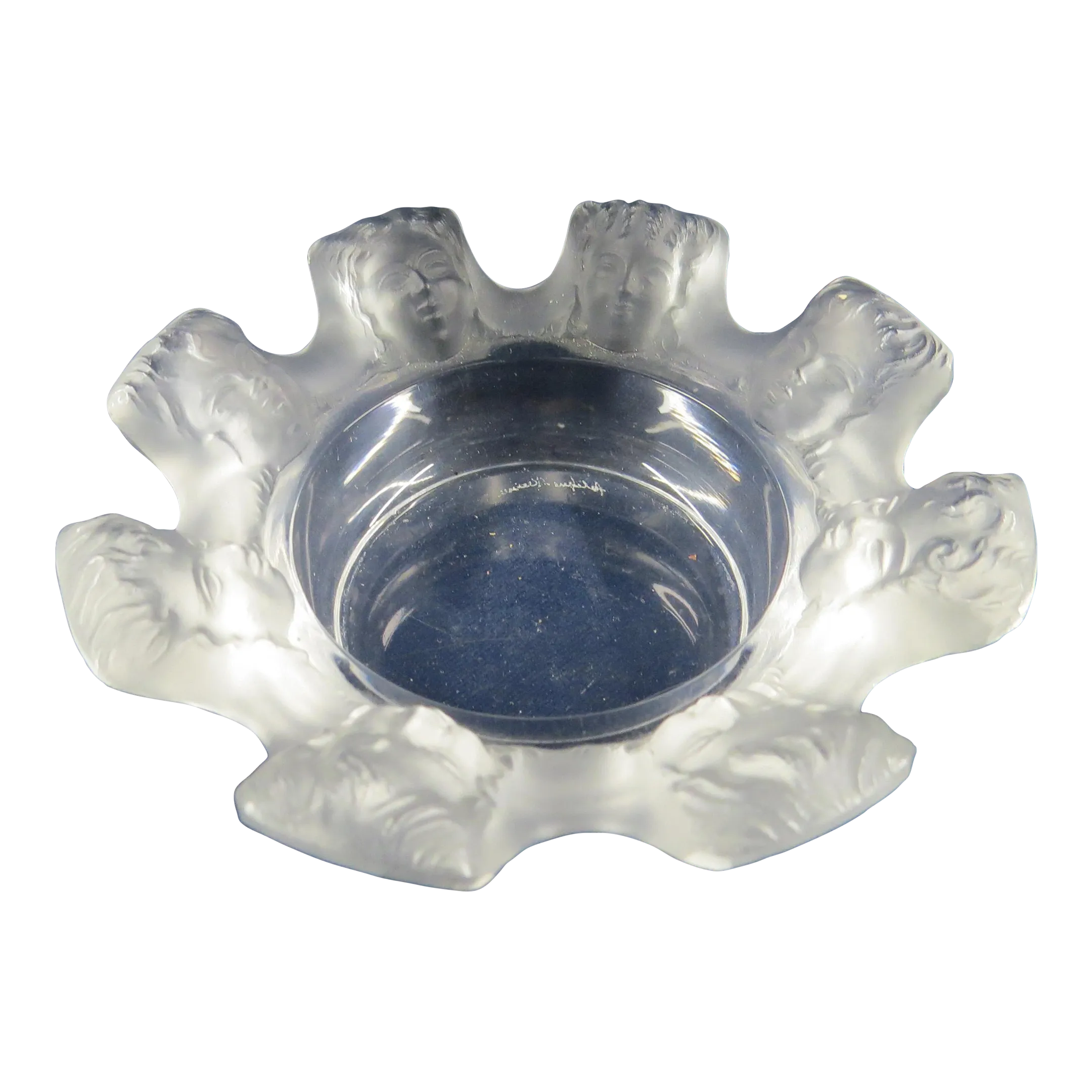 Vintage Lalique Saint Nicholas Glass Trinket Dish / Ashtray Signed