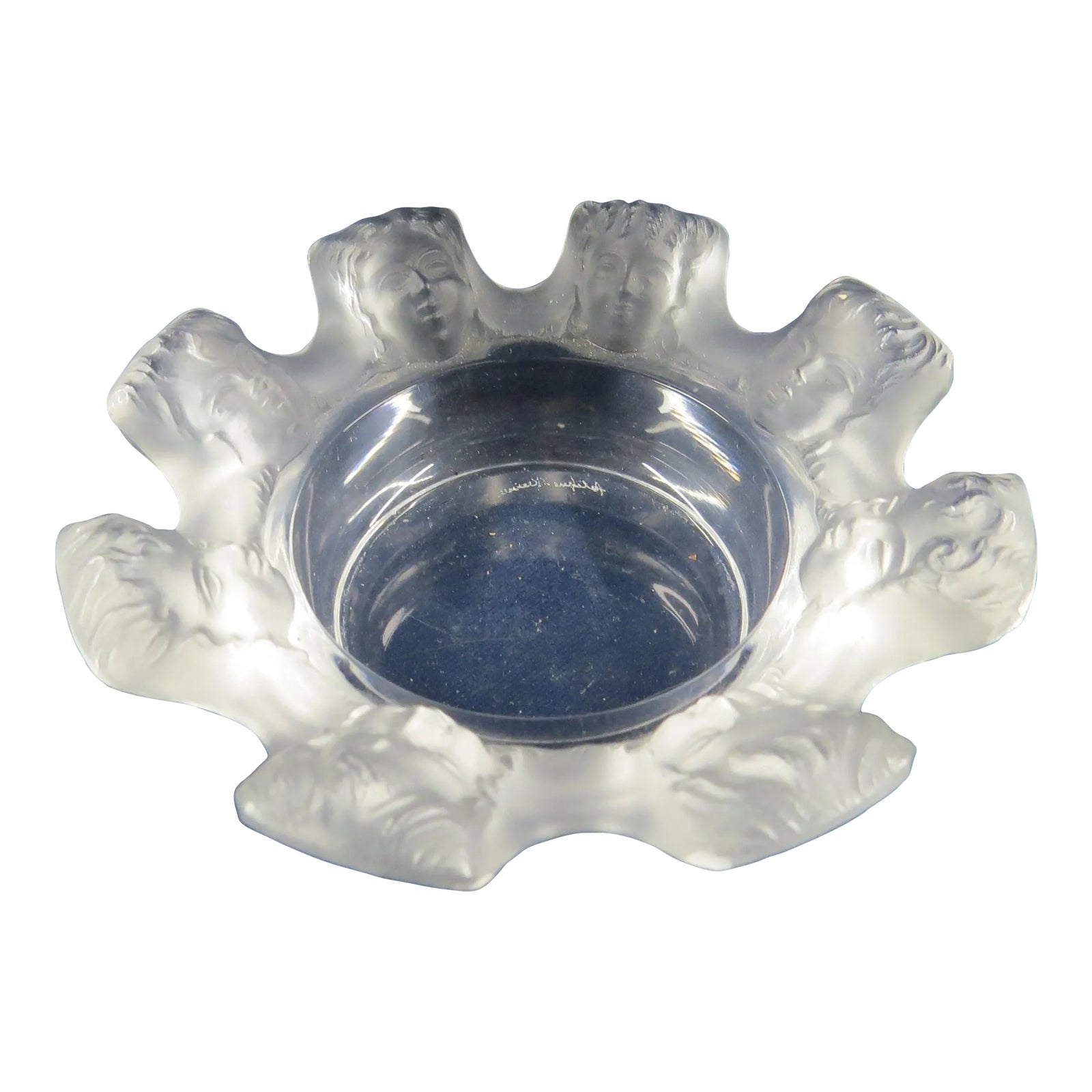 Vintage Lalique Saint Nicholas Glass Trinket Dish / Ashtray Signed
