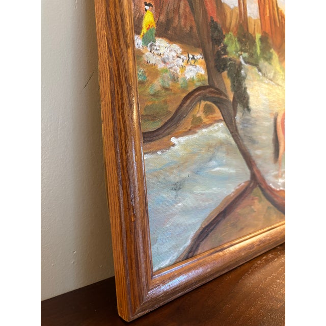 Blue Vintage Southwestern Painting, Signed and Framed For Sale - Image 8 of 10