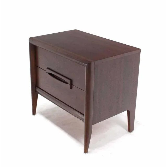 Chocolate Vintage Mid-Century Walnut Nightstands- a Pair For Sale - Image 8 of 9