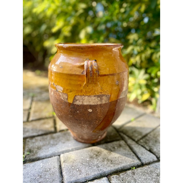 Original Antique French Confit Pot With Golden Carmel Glaze For Sale - Image 9 of 15
