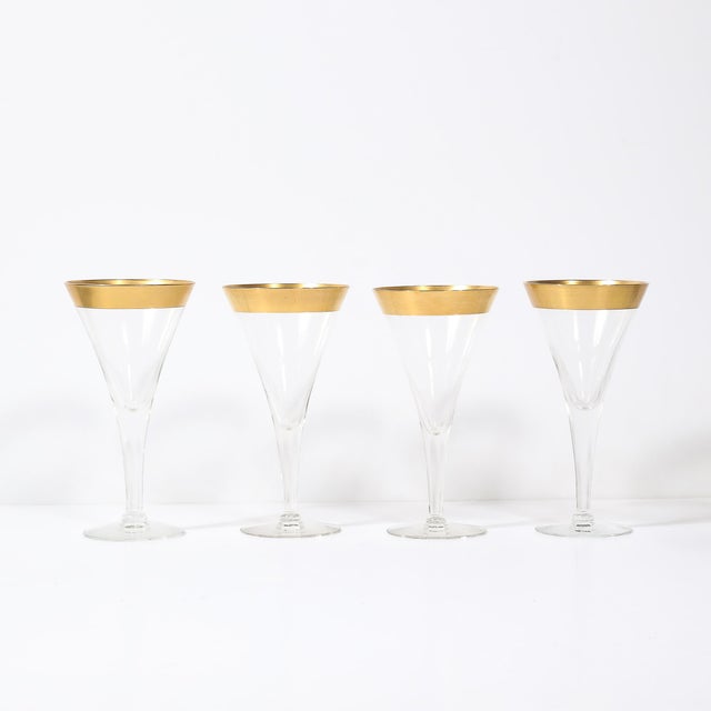 Gold Set of 12 Mid-Century Modernist Gilt Rimmed Water Glasses by Dorothy Thorpe For Sale - Image 8 of 15