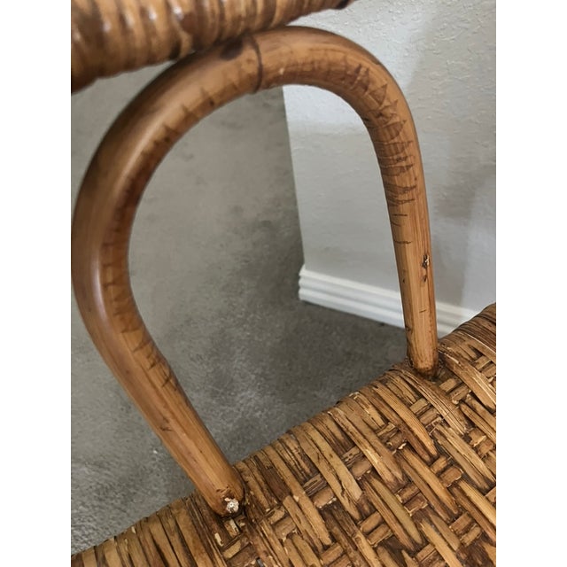 Brown 1990s Woven Wicker and Rattan Arm Chair For Sale - Image 8 of 10