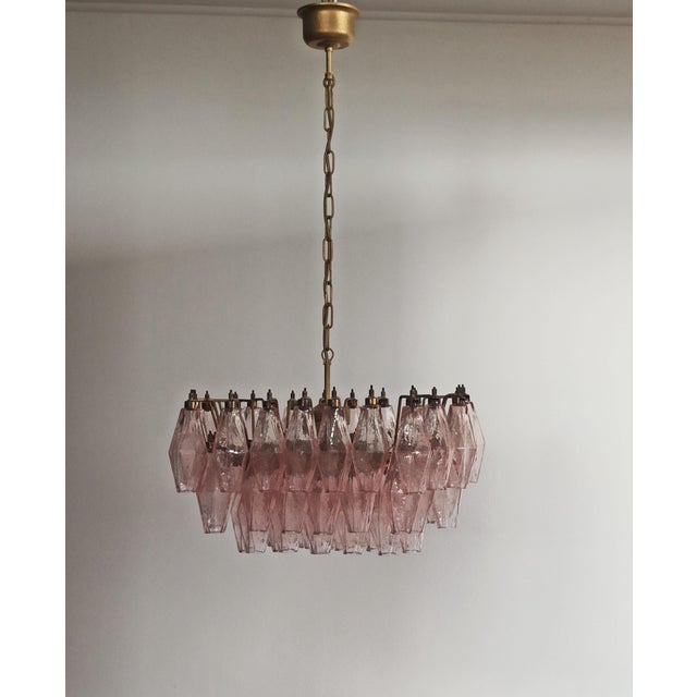 1990s Murano Poliedri Chandelier with Pink Glasses from Carlo Scarpa, 1990s For Sale - Image 5 of 18