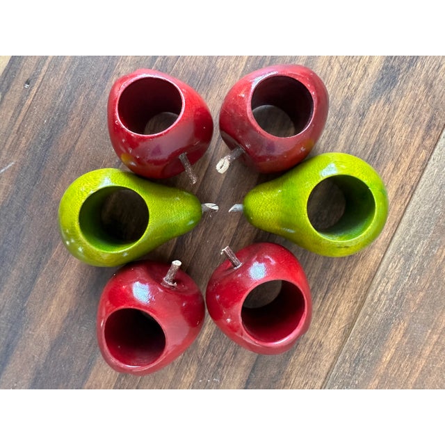 Late 20th Century Vintage Apples and Pears Napkin Rings- Set of 6 For Sale - Image 12 of 12