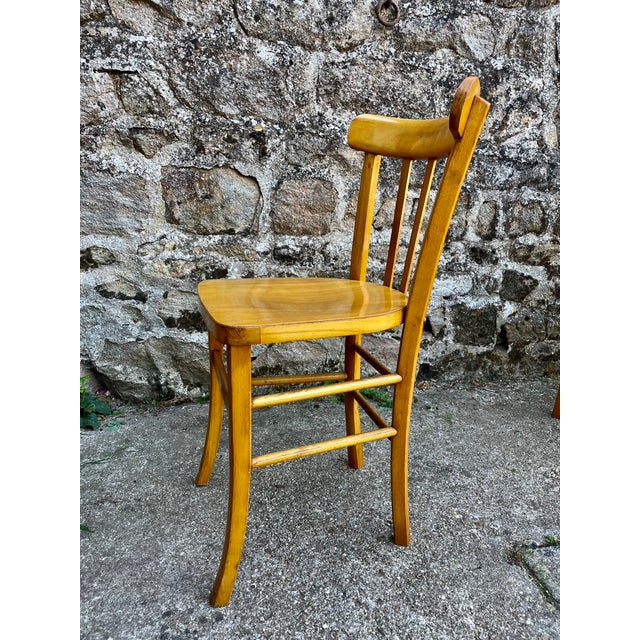 1950s Beechwood Bistro Chairs from Luterma, France, 1950, Set of 6 For Sale - Image 5 of 14