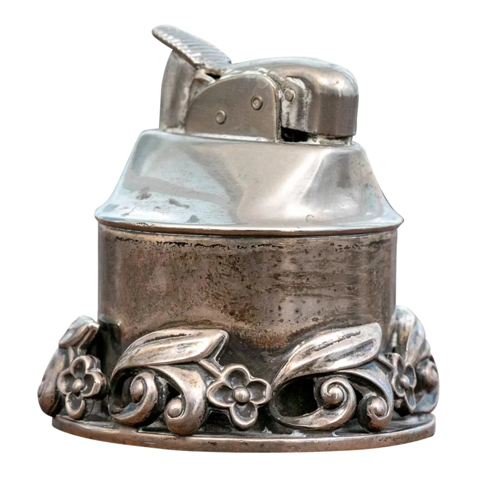 antique silver cigarette lighter Vintage La Paglia Designed Sterling Silver Table Lighter