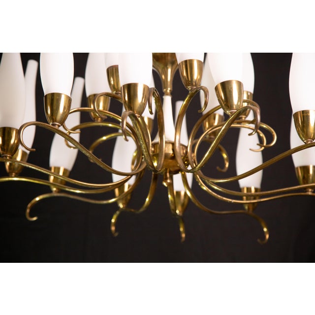 Stilnovo Brass 18 Light Chandelier, 1950s For Sale - Image 11 of 13