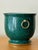 Hollywood Regency Enameled Painted Malachite Porcelain Planter With Brass Circa 1970 For Sale - Image 3 of 4