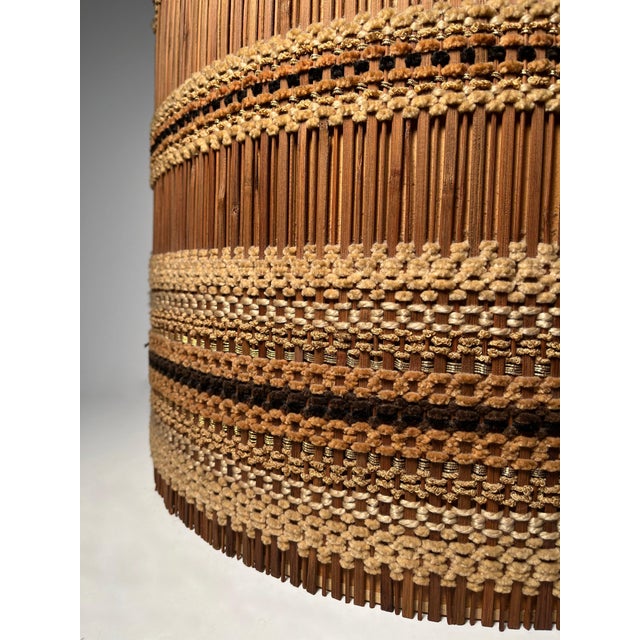 Mid-Century Modern Vintage Elaborate Hand Crafted Textile Drum Lamp Shade by Maria Kipp For Sale - Image 3 of 9