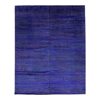 Blue Modern Savannah Handmade Oversize Wool Rug With Geometric Design For Sale