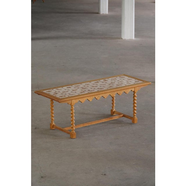 1960s Mid-Century Modern Danish Oak Coffee Table with Ceramic Tile Top, 1950s For Sale - Image 5 of 18