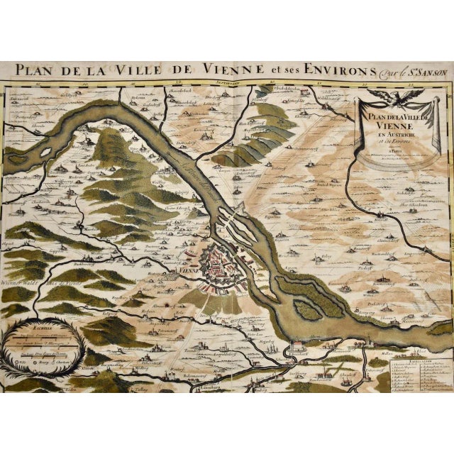 17th Century Vienna, Austria: A Large 17th Century Hand-Colored Map by Sanson and Jaillot For Sale - Image 5 of 12