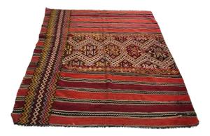 1960s Vintage Handmade Area Turkish Rug- 5′5″ × 6′5″