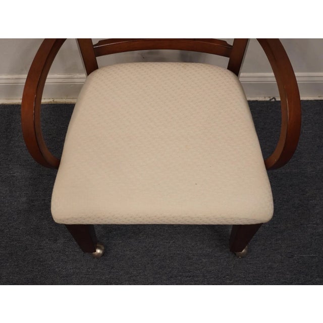 Wood Bassett Furniture Traditional Contemporary Style Window Back Dining Arm Chairs For Sale - Image 7 of 9