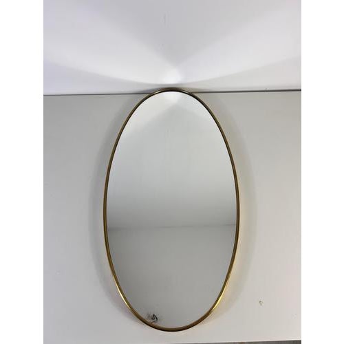 Italian Oval Brass Framed Wall Mirror, 1960s For Sale - Image 4 of 12
