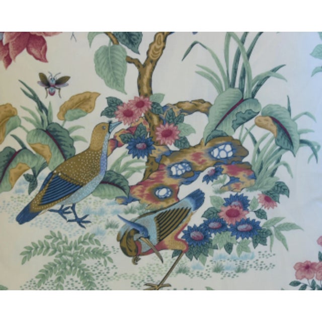 Chinoiserie Schumacher Asian Chinoiserie Birds& Botanical Floral Feather/Down Pillow 24" Square For Sale - Image 3 of 6