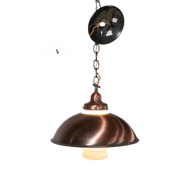 Mid 20th Century Mid 20th Century Kitchen Chandelier Copper Finish With Glass Shade by the Progressive Mfg.Co. For Sale - Image 5 of 14