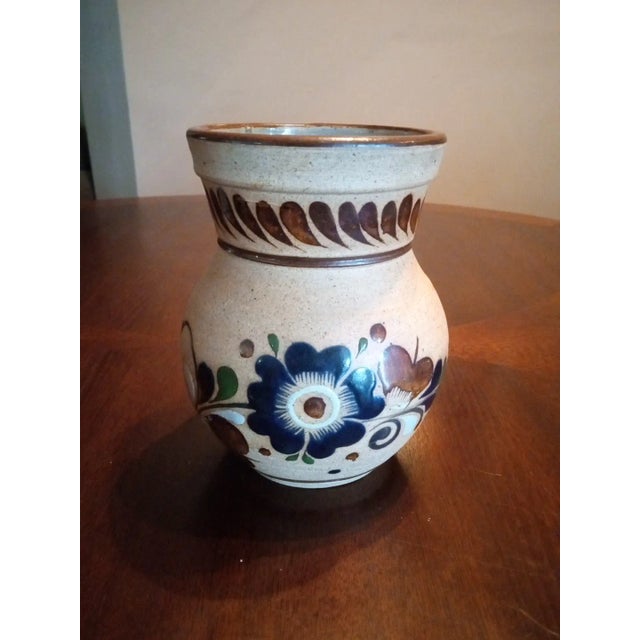 Folk Art Signed Vintage Tonala Mexican Folk Art Squat Vase. For Sale - Image 3 of 6