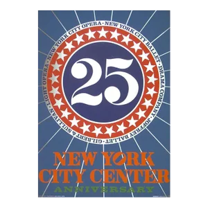 1968 Robert Indiana 'New York City Center' Pop Art Multicolor,Blue,Red,Orange USA Serigraph