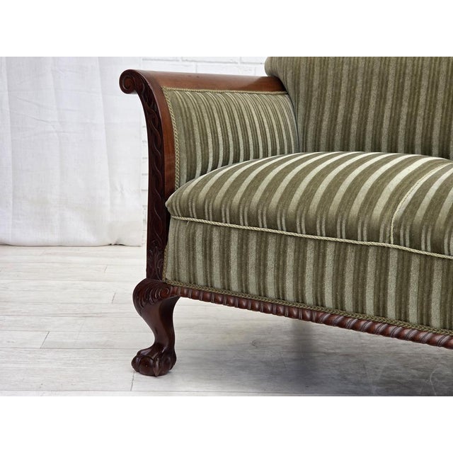 Danish 3-Seater Sofa in Green Furniture Velour and Teak Wood, 1950s For Sale - Image 16 of 17