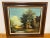 Beautiful 20th Century oil painting signed Brenner of a pastoral landscape with a horse, wagon, pond, house/barn, field...