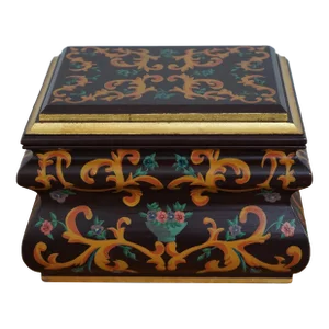Italian Design Paint Decorated Wood Jewelry Box