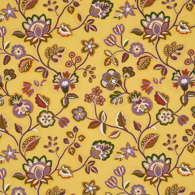 SAMPLE - Schumacher Loulou Embroidery Fabric In Marigold For Sale